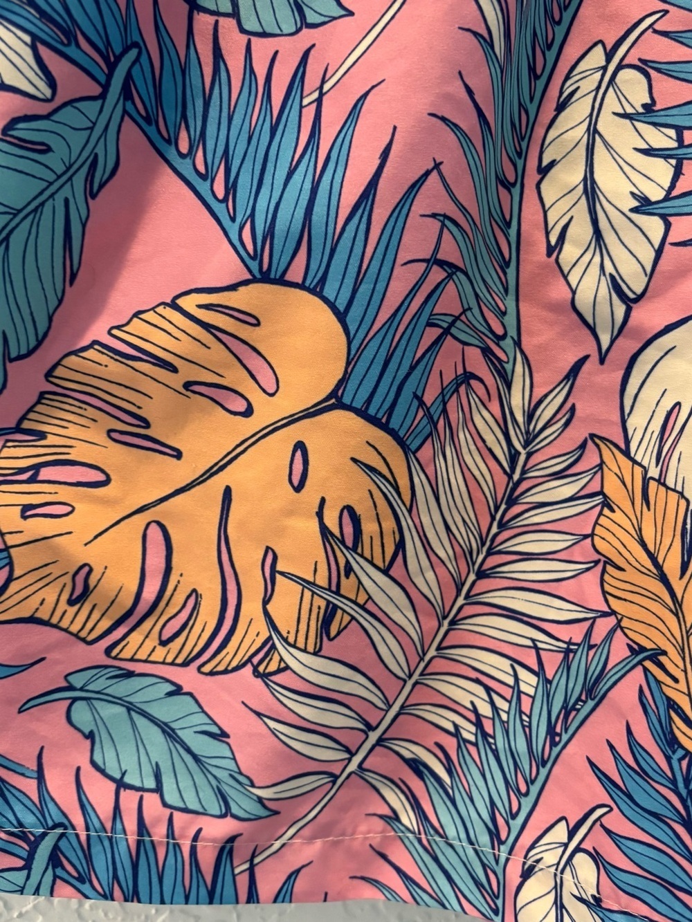Men's Tropical Print Swim Trunks - Pink Multi - Picture 2 of 6